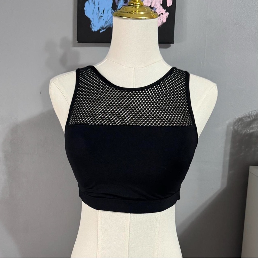 Black Mesh Crop Top